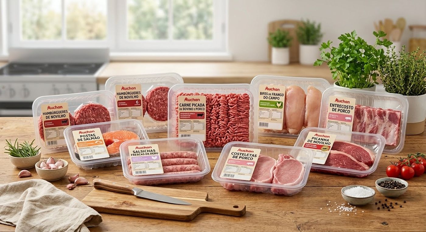 Embalagens de carne fresca de novilho, porco e frango